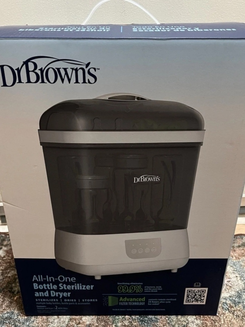 NEW IN BOX Dr. Brown's All-In-One Bottle Sterilizer in Charcoal/Gray AC177-WEB